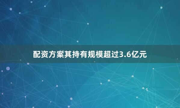配资方案其持有规模超过3.6亿元